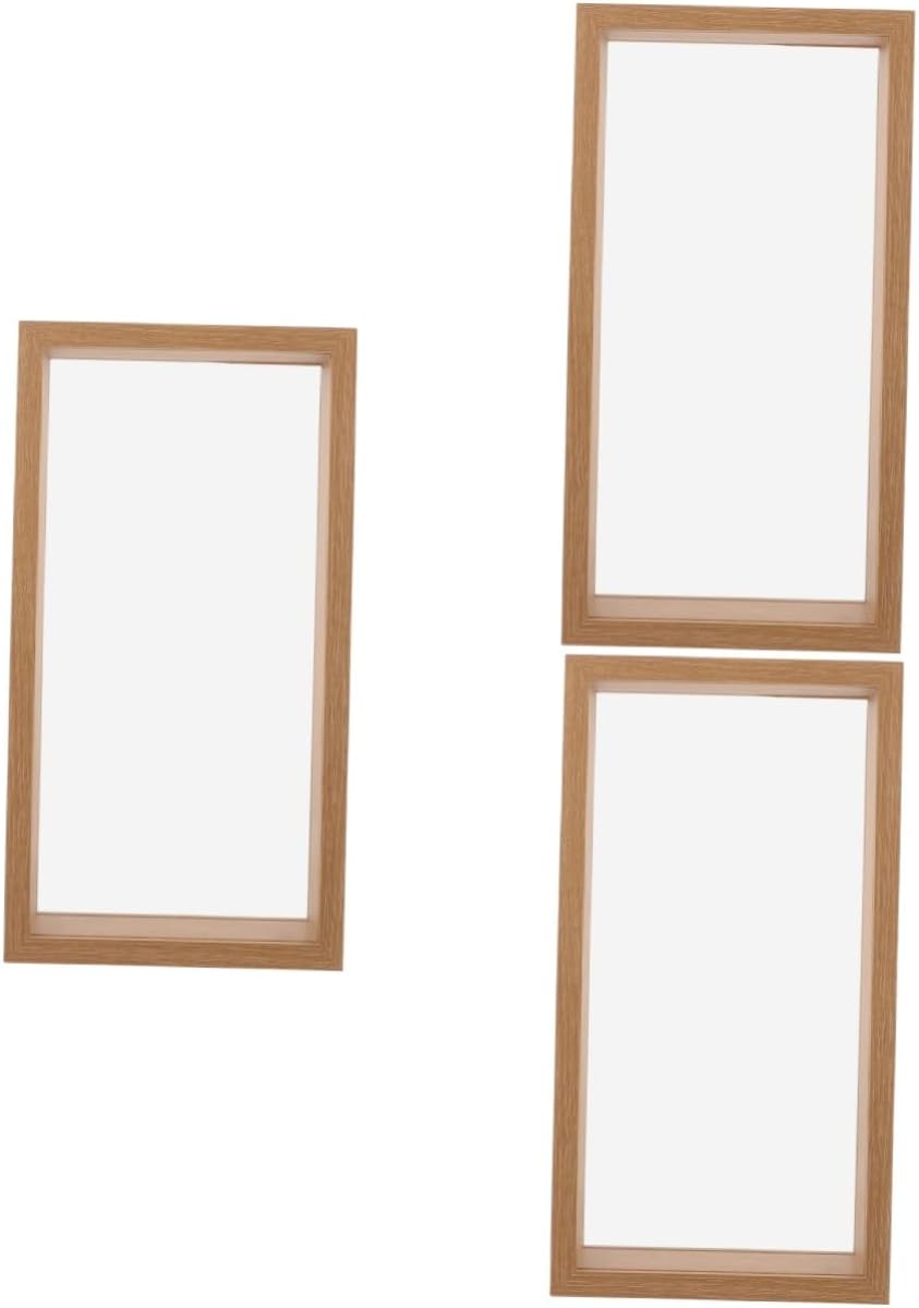 3pcs Dried Flower Shadow Box Frame Double-Sided Display Case for Pressed Flowers and Photos Natural Finish Versatile Home Decoration for Living Room and Bedroom