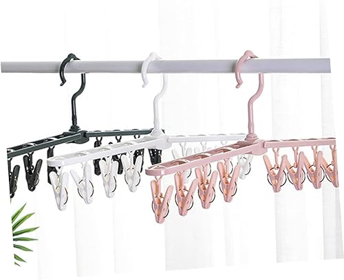 Miniatura 2 de Garneck Perchero de secado de ropa plegable, colgador de ropa plegable, colgador de goteo, clips a prueba de viento, calcetines, clips de secado