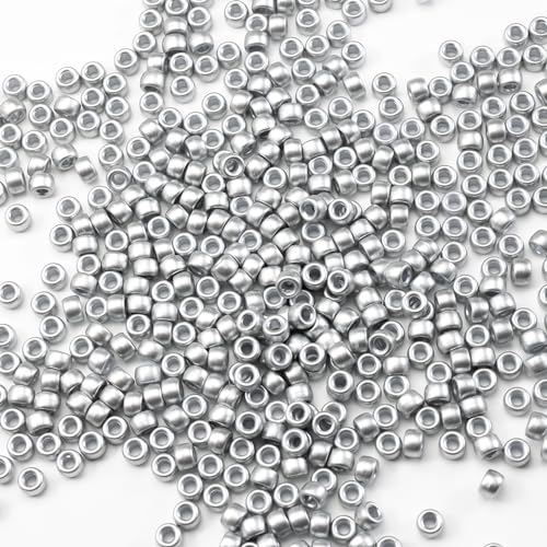 Image of 1000 Pcs Acrylic Silver Pony Beads 6x9mm Bulk for Bracelet Necklace Jewelry Making Earring Hair Braiding