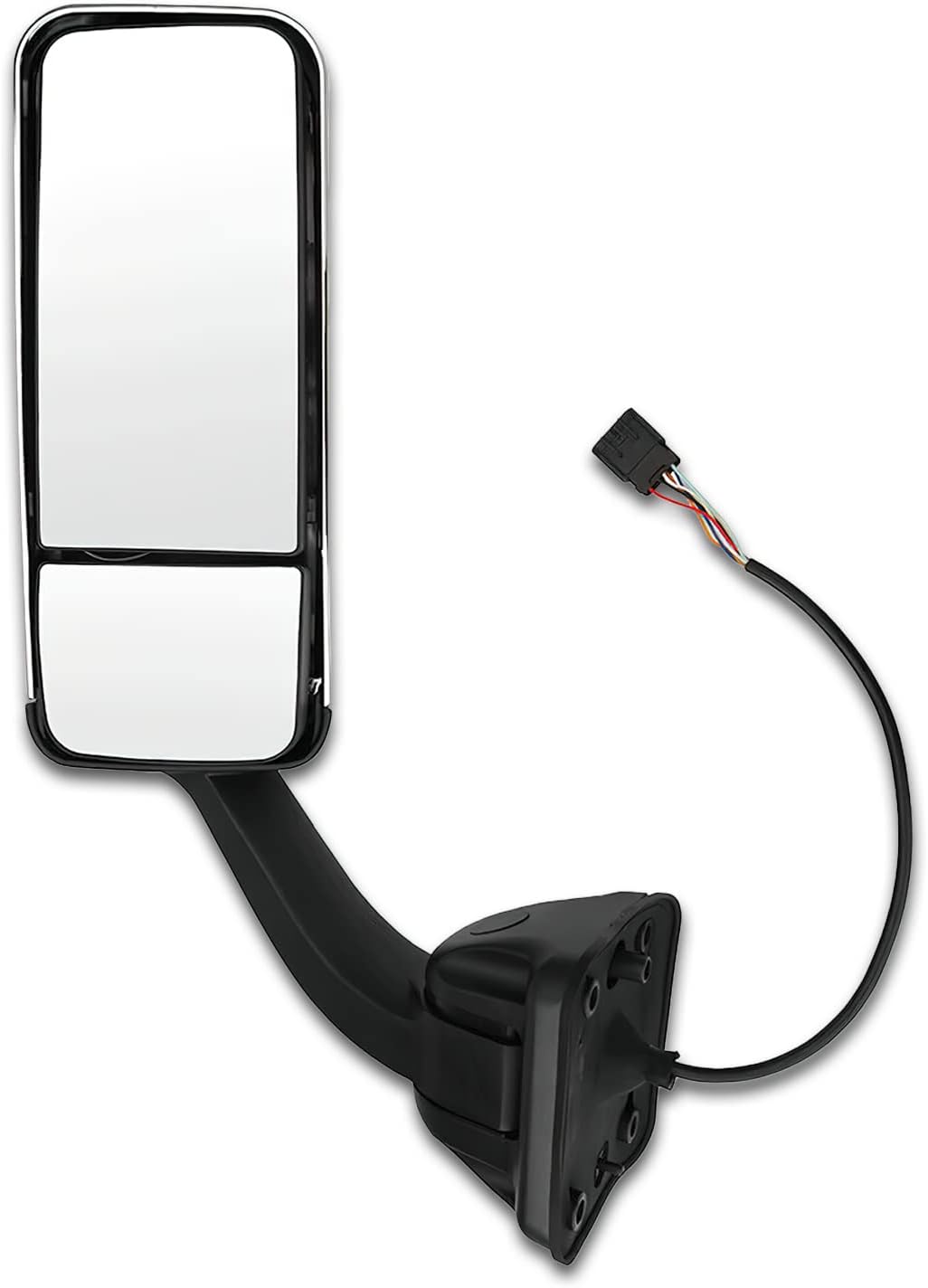 KOZAK Heated Door Side Mirror Chrome (Left Driver Side) Compatible with Freightliner Cascadia 2008-2017 PLUS Logo Emblem, 2x 22 inch Windshield Wipers and Vest