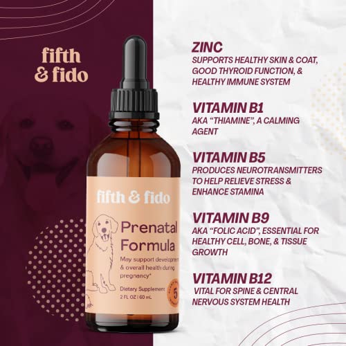 Fifth & Fido Dog Prenatal Vitamins For A Healthy Litter - Pregnant Dog Vitamins And Supplements To Support Pregnancy, Overall Health, Milk Production And Nursing - Dog Breeding Supplies - 2 Fl Oz #TOP6