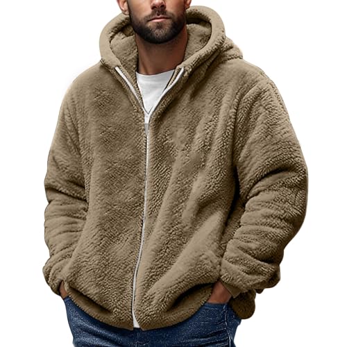 Men's Sherpa Lined Zip-Up Hoodie - Heavyweight Warm Winter Jacket With Pockets