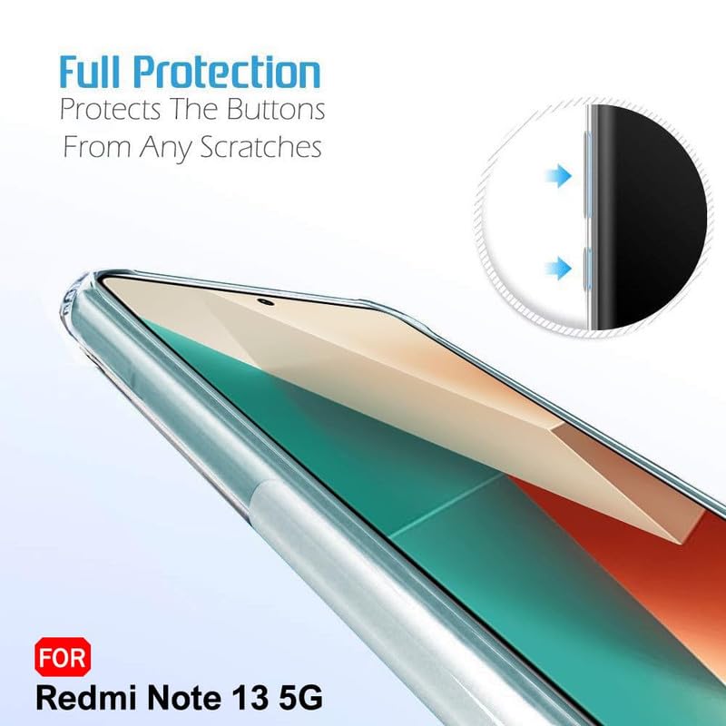 Image of Case Creation New Redmi Note 13 Pro Premium Imported 0.3mm Crystal Clear Totu Silicone Transparent Flexible Soft Corner Protection with TPU Slim Back Case Color Cover for Mi Note 13 Pro