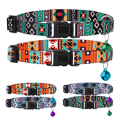 Cat Collar Breakaway 2PCS Adjustable Pattern Tribal Aztec Southwest Safety Pet Collars for Cats Kitten (Tribal…