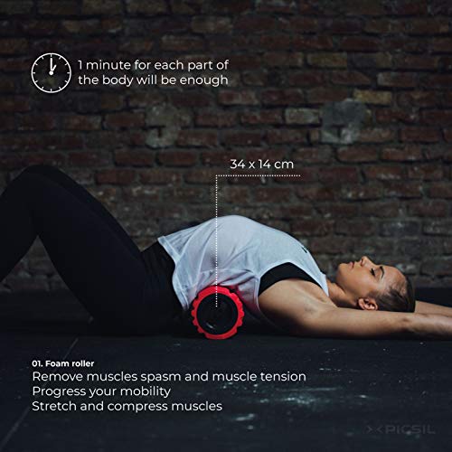 PICSIL rubberen foamroller voor diepe spiermassage, foamroller set 5-in-1, foamroller uit rubber voor spiermassage… - Image 5