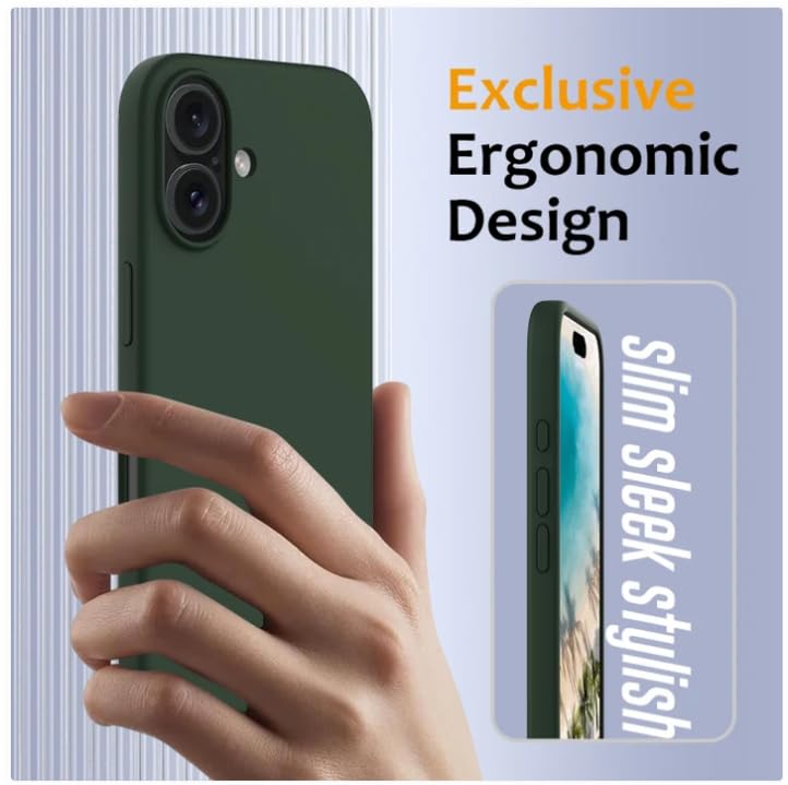 Image of Back Cover Compatible with iPhone 17 Case (6.3) Soft Touch Slim Liquid Silicone Full Protection Shock Proof Back Cover for iPhone 17 (SC D.Green)
