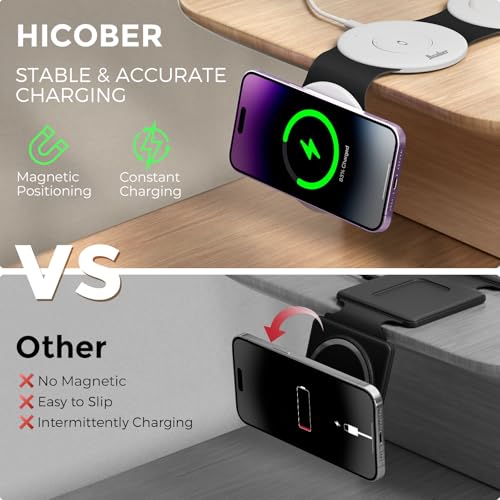 Image of Hicober 3 in 1 Charging Station for Apple Multiple Devices, Foldable Travel Wireless Charger 18W for iPhone Air 17 16 15 14 13 Pro Max Plus &Apple Watch Series /Airpods Black&White