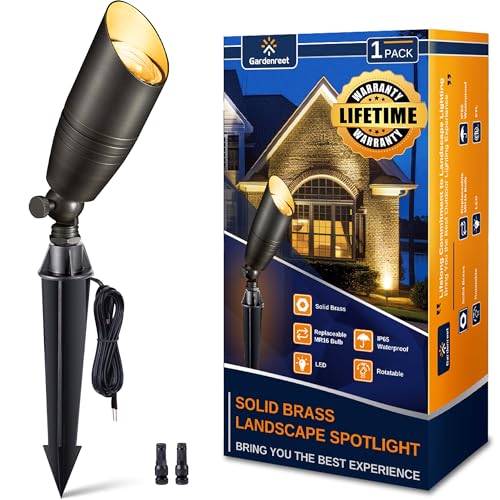 Gardenreet Solid Brass Landscape Spotlight,12V Low Voltage