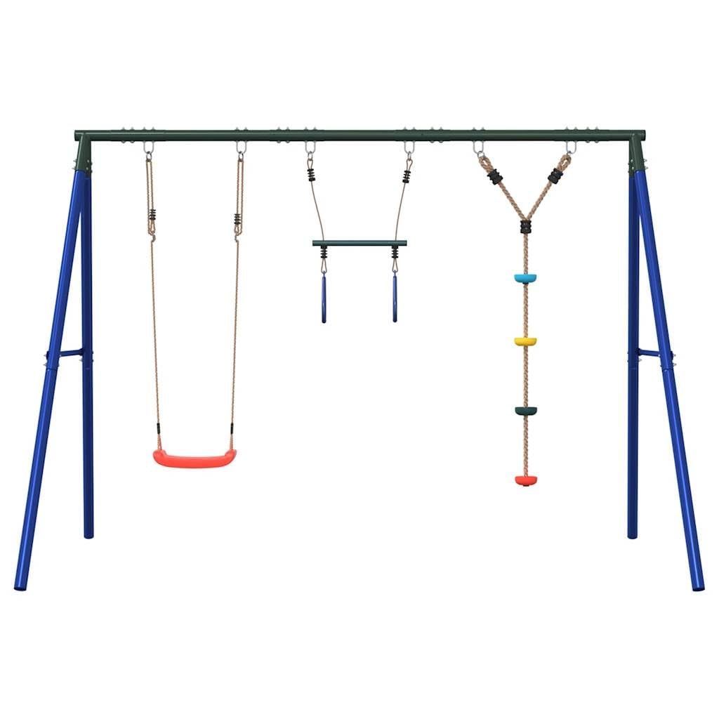 Juego de columpio con columpio trapezoidal, de acero lacado, 273,5 x 185 x 185 cm, para niños de 3 a 10 años, juguete de jardín para jardín, patio, terraza, promueve el movimiento y la