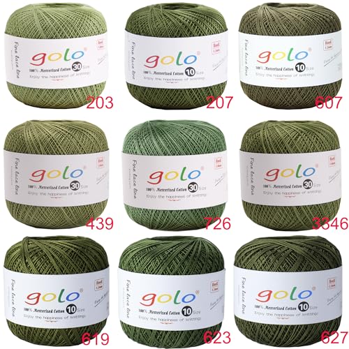 Image of golo Cotton Crochet Thread Balls Size 10 Cotton Knitting Thread Yarn for Crochet Military Green 619