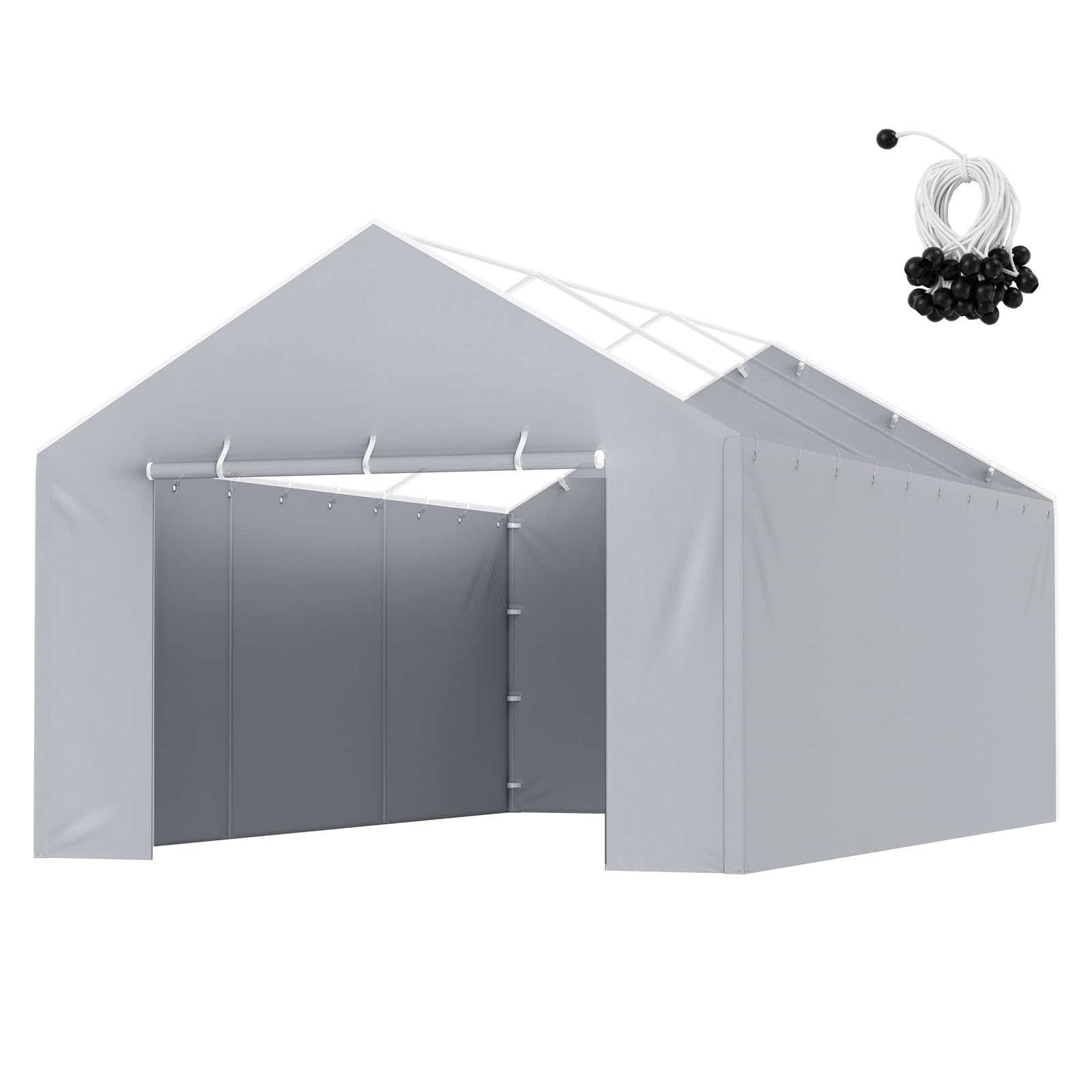 VEVOR Carport-Garagenzelt Seitenwand 610 x 364 cm, Garagenzelt-Unterstandplane, strapazierfähig, wasserdicht und UV-geschützt, grau (Oberteil und Rahmen Nicht im Lieferumfang enthalten)
