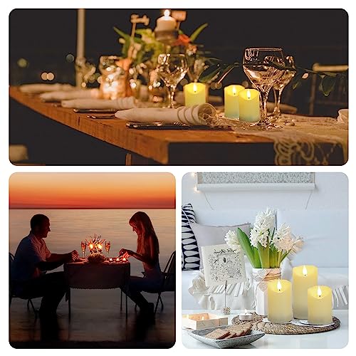 Image of Set of 3 Rechargeable Flameless LED Candles | Ivory Wax Look Plastic Candles with Remote Control and Wireless Charging Pad | Home Decor | Diwali | Festivals | Gifting | 3 inchx4 inch, 5 inch, 6 inch