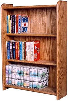 Wood Shed Hill 07 Series Dowel Style CD Storage Rack Storage Shelf Real Oak Wood Media & Display Shelves, Handcrafted in The USA Clear, 30.25" x 24" x 7.25"