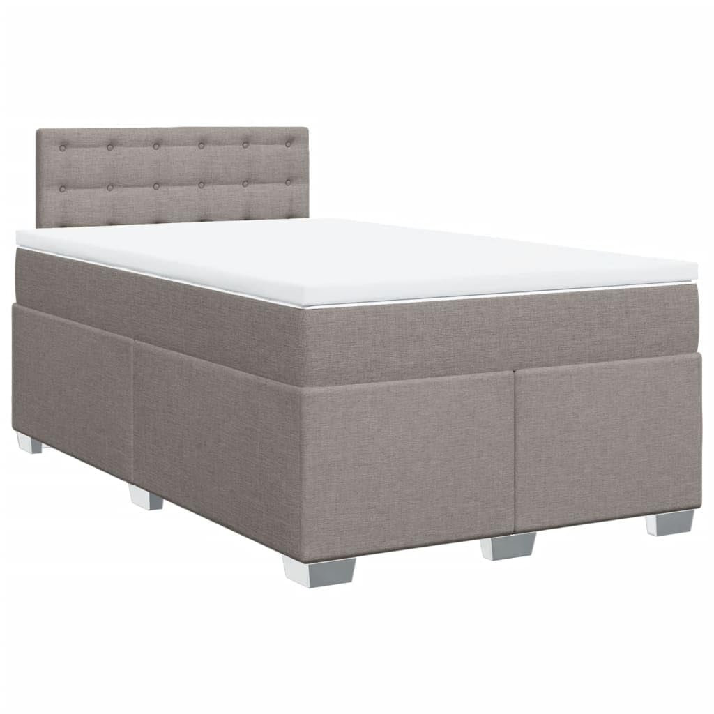 Łóżko kontynentalne w kolorze taupe z kieszeniową mattresą sprężynową i nakładką, 120 x 200 cm, z tkaniny Upholstered Bed Frame, zagłówek LED, średnia wydajność, port USB, do relaksu snu