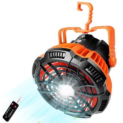 Lixada Camping Fan with LED Lantern 2-in-1 Rechargeble Portable Camping Fan Light Hanging Tent for Camping Fishing Picnic Barbecue
