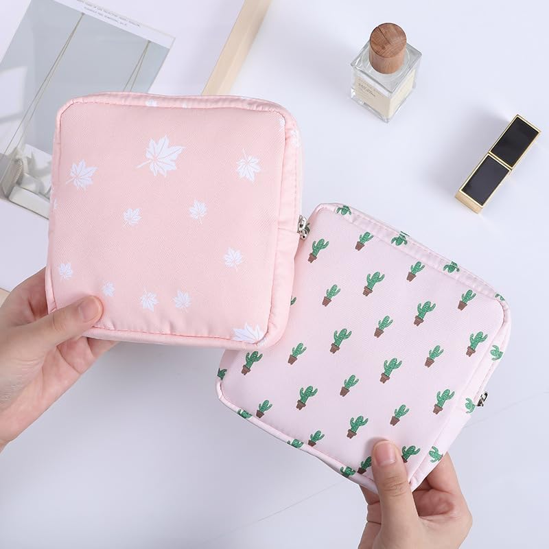 Image of KASHIVAL Multi-Purpose Sanitary Napkin Pouch Set, Water-Resistant Menstrual Care Organizer Bag with Zipper, Portable Fabric Storage Pouch for Pads, Tampons, Makeup & Small Essentials