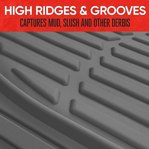 Image of Motor Trend 2 Piece Front Car Floor Mats- Gray FlexTough Contour Liners-Deep Dish Heavy Duty Rubber Floor Mats for Car SUV Truck & Van-All Weather Protection, Universal Trim to Fit
