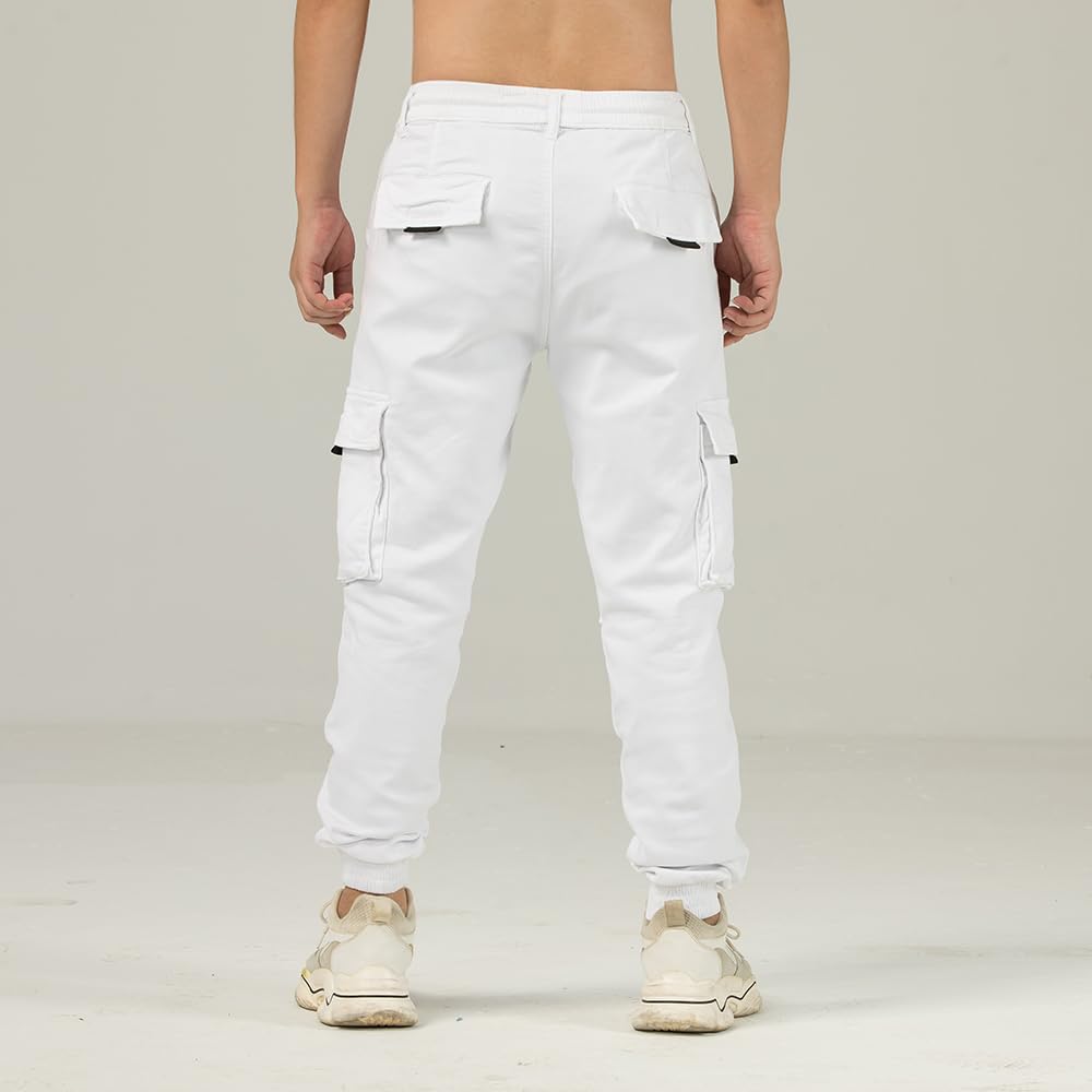 TONY BACKER Pantaloni Cargo Uomo in Maglia di Cotone Multitasche Laterali Casual e Chiusura Coulisse e i Lacci nella Vita 7905