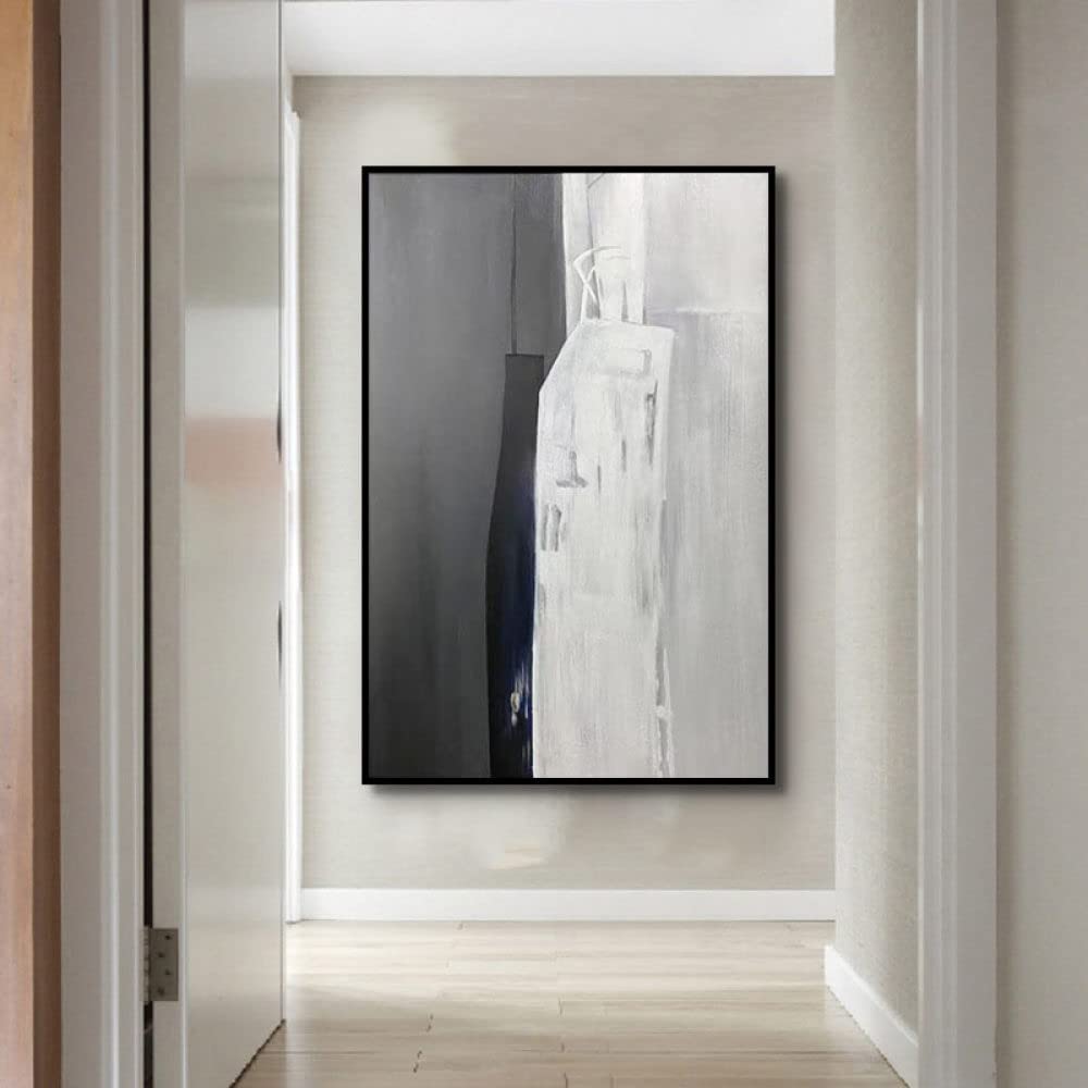Pinturas Oleo,Creativo, Moderno, Negro, Blanco, Textura, Abstracto, Geométrico, Minimalismo, Ilustraciones, Pinturas, Pinturas Al Óleo Pintadas A Mano En Lienzo, Arte De Pared para Sala De Estar,