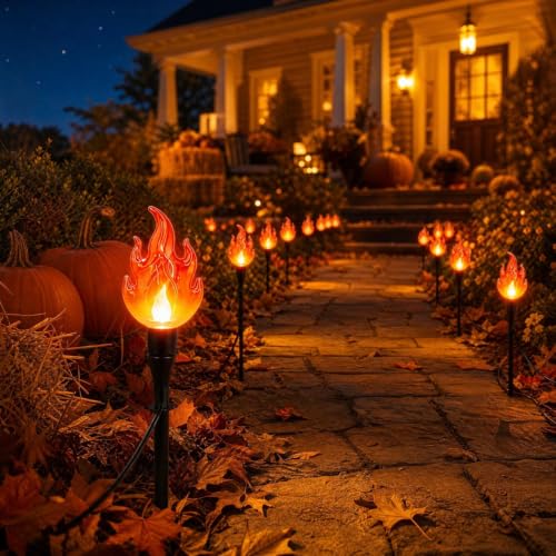 Aufmer 20 Head Flame Shaped Solar Lights 36 Ft Solar Pathway Lights Outdoor - image 4