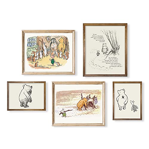 Image of Gifts for Winnie Fans Lover - Vintage Hundred Acre Wood Poster - Winnie The Pooh Nursery Decor - Toddler Room Decor - You Are Braver Than You Think - Motivational Quotes for Kids - Little Boys Décor