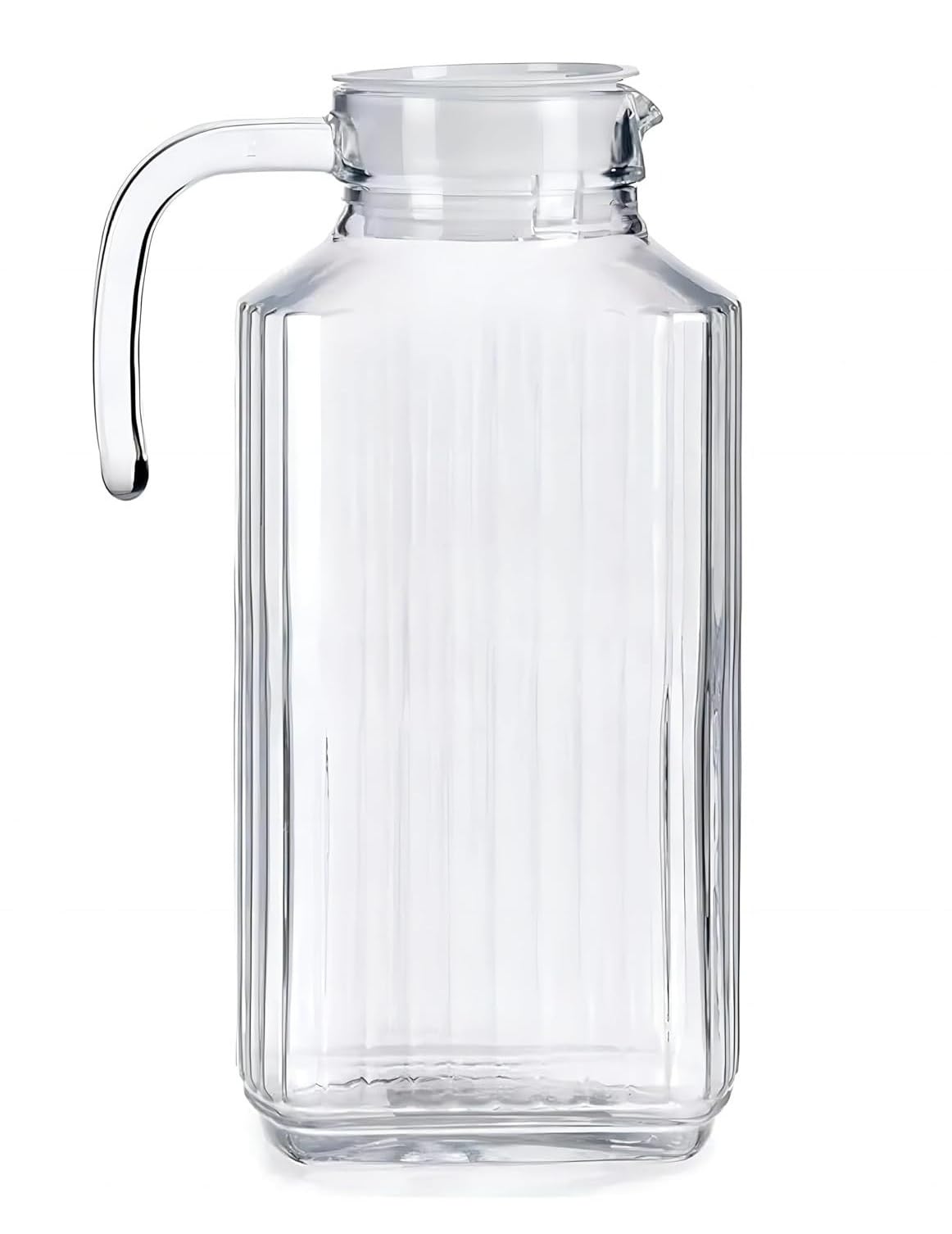 MGE - Jarra Cristal con Tapa - Botella Agua Nevera - Botella de Agua de Cristal para Jugo Caliente/Frío, Té, Leche y Café - Jarra Agua, Té, Zumo de Frutas, Limonada - Botella Vidrio 1,8 Litros