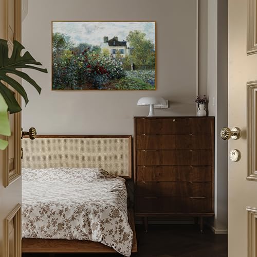 crmotu Framed Canvas Wall Art, Rustic Farmhouse Landscape Art Prints, Cottage Floral Garden Vintage Pictures, Retro Horizontal Wall Paintings for Living Room Bedroom Bathroom Office Gallery 20x30in