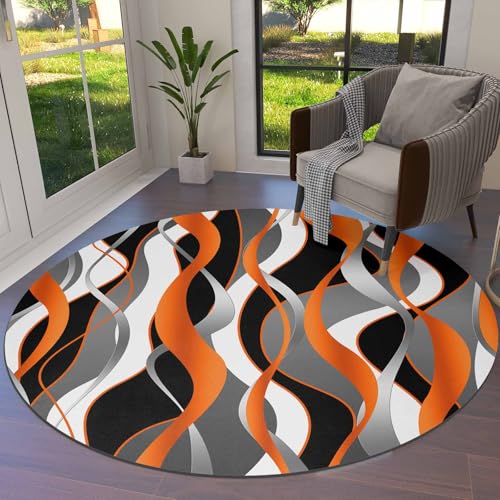 Tapete redondo geométrico 5ft suave para interior miniatura 1
