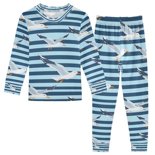 senya Nautical Seagull Pajamas Set Long Sleeve Soft Cotton Sleepwear 2 Piece