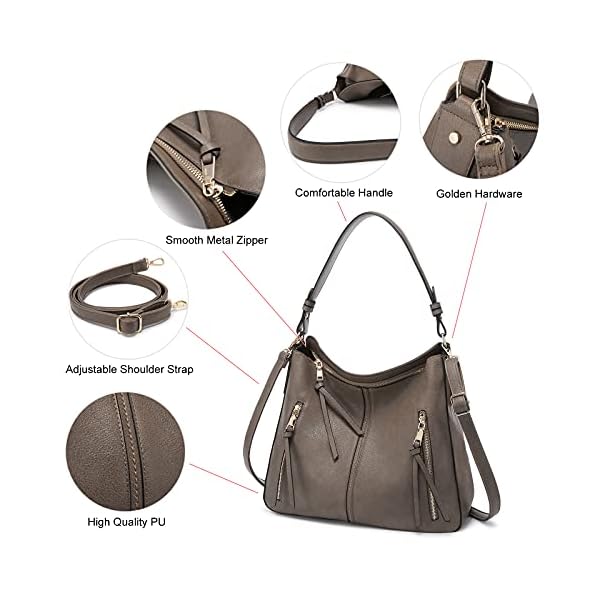 Handbags-for-Women-Large-Designer-Ladies-Hobo-bag-Bucket-Purse-Faux-Leather Realer Hobo Handbags Purses and Wallet Set for Women Shoulder Tote Bag with Adjustable Shoulder Strap Faux Leather