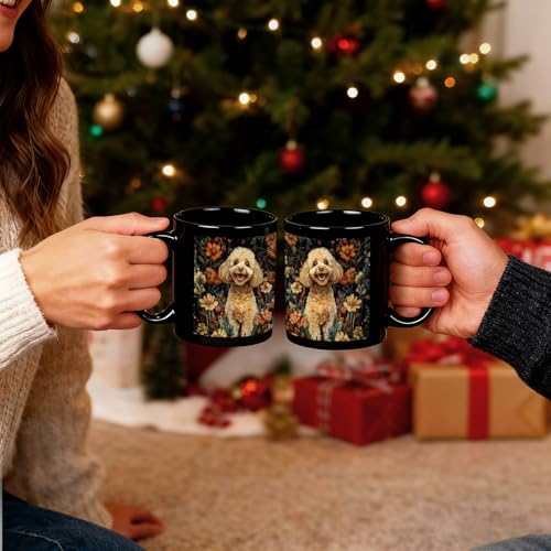 Taza de cerámica con diseño Floral Poodle de 11 onzas miniatura 4