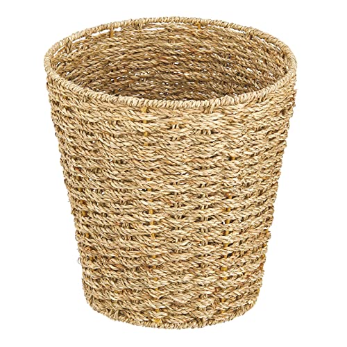 Hushee 4 Pcs Seagrass Waste Basket 3 Gallons Wicker Waste Basket Woven Rattan Trash Can Boho Wicker Garbage Can For Bathroom Bedroom Kitchen Offices Home, Brown