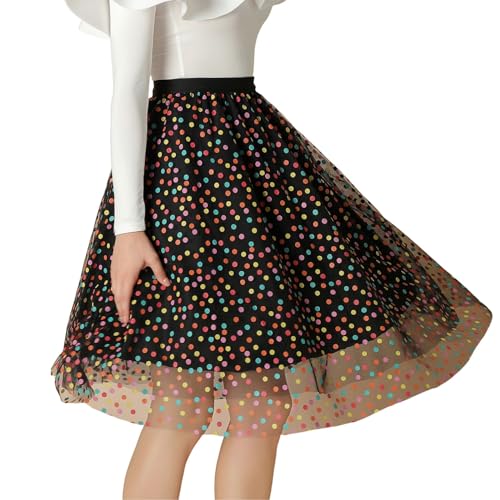 Tüllrock Damen Lang Elegant Glitzer Rock Weiche Elastisch Petticoat Unterrock 50er Vintage Tanzrock Maxirock Tütü Tüll Rock Tanzkleid Ballkleid...