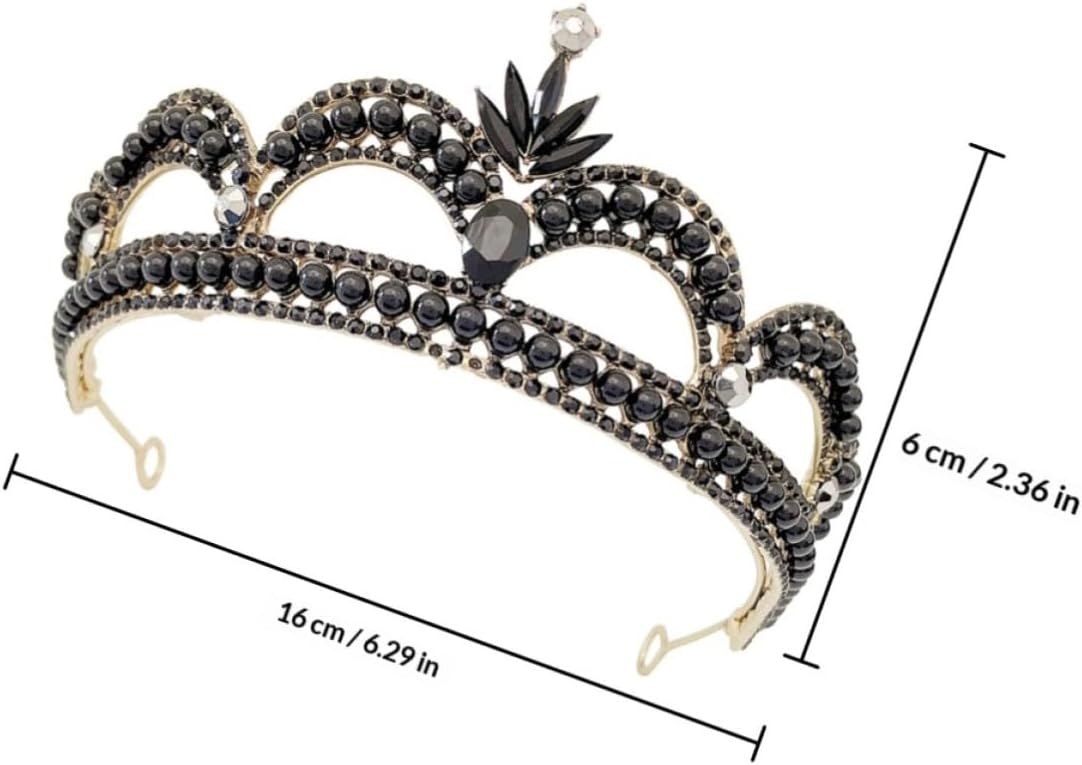 Black Rhinestone Crown Zinc Alloy Hair Accessory for Women with Good Workmanship, Sturdy Hair Jewelry Bride Tiara for Weddings and Special Occasions