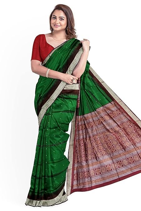 Image of Handmade Pure Bomkai Silk Saree Khandua Natural Silk Ikkat Saree For Women /Ethnic Wear /Traditonal Saree /Handloom Saree With Regular Fit Blouse Piece