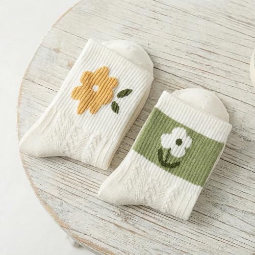 Image of 2 /3 /5 /10 Pairs Womens Ankle Socks Cute Casual Breathable Cable Knit Floral Vintage Crew Socks