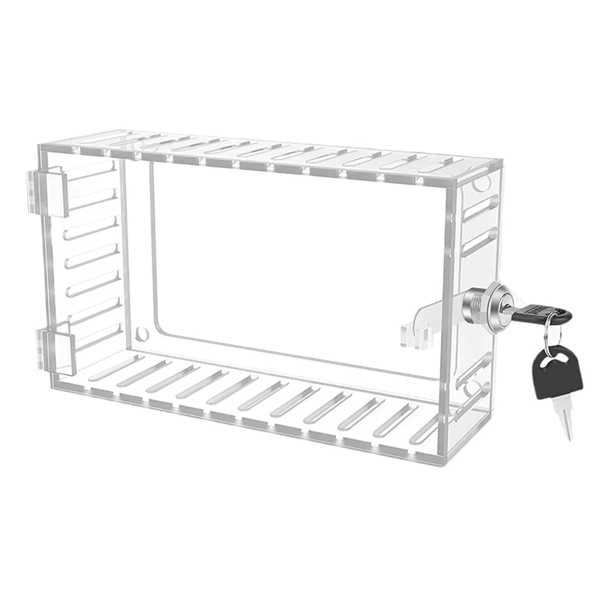 Sarini Thermostat Lock Box With 2 Keys – Transparent Plastic Protective Cover, Universal Wall-Mounted Thermostat Guard For AC Panels, Restaurants, Schools, And More