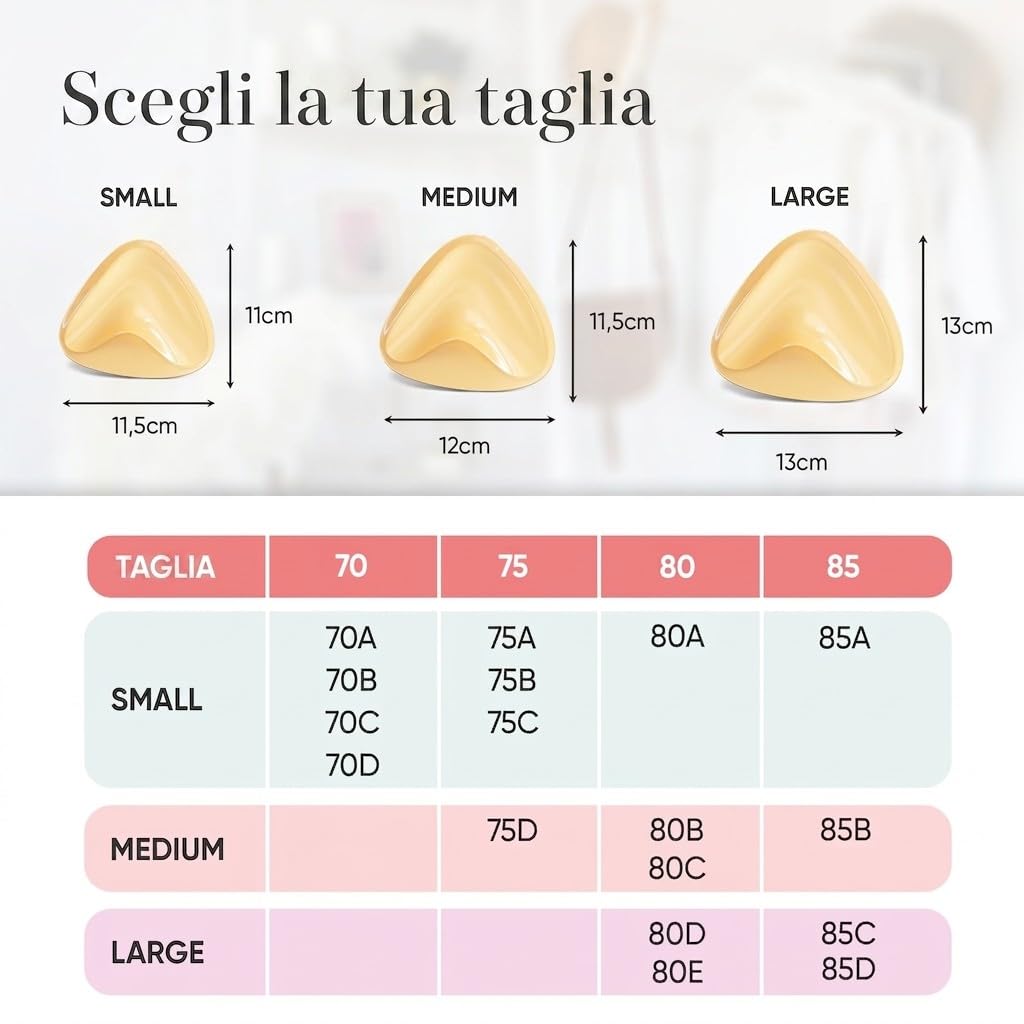 Push Up Pads – Inserti autoadesivi per reggiseno per effetto push-up – Reggiseno adesivo – Cuscinetti adesivi riutilizzabili per petto grande e piccolo – Sticky Bra Silicone Pad – Adatto per