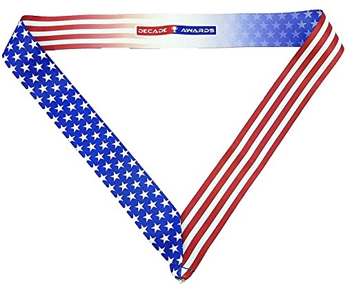 Decade Awards 3Rd Place Patriotic Medal, Bronze - 2.75 Inch Wide Third Place Medallion With Stars And Stripes American Flag V Neck Ribbon #TOP3