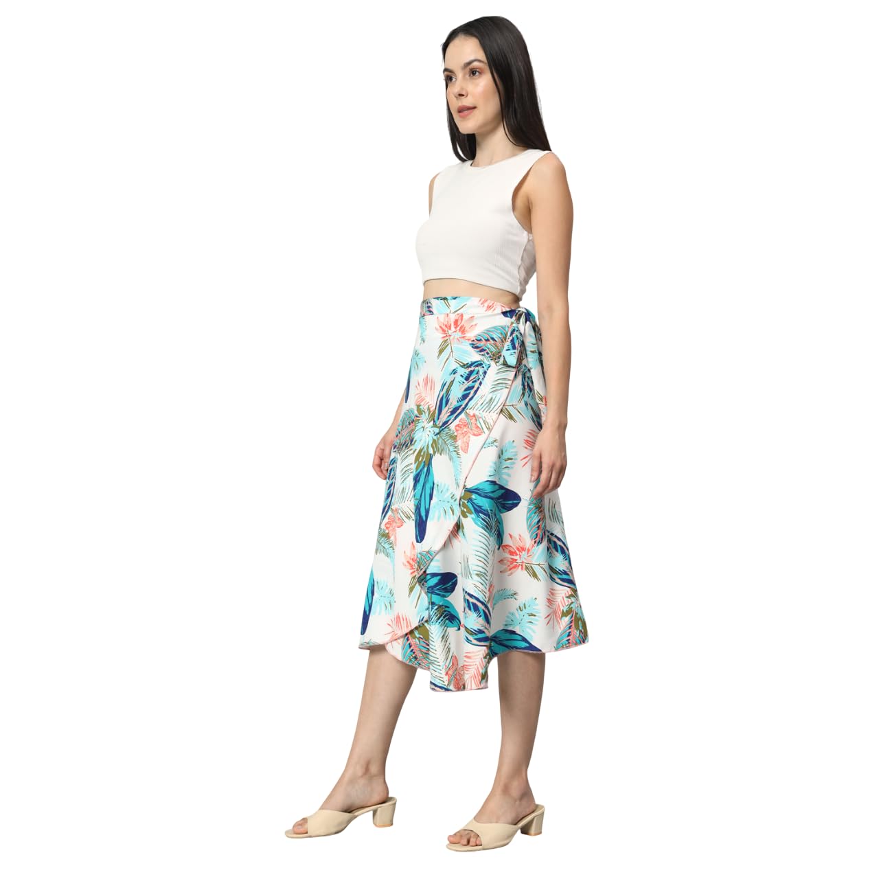 BF Body Figure Women's Midi Textured Print Wrap Around Maxi Skirt | Women Wear Midi Skirt