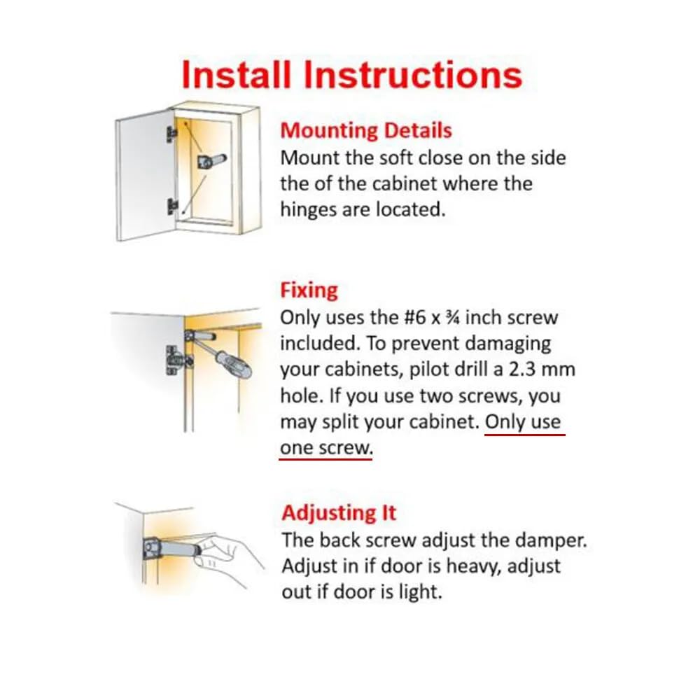 ASHMAV Universal Soft Close Cabinet Cupboard Door Damper Drawer Hardware with Screw, Nickel