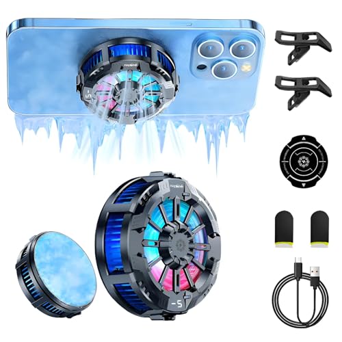 Opiniones y reviews de Juegos de fundas los preferidos por los clientes. 42 Enfriador Magnético para Teléfono Celular, Ventilador Enfriador de RGB, Silencioso, Iluminación Ajustable para Juegos, Fundas para Dedos, Compatible con Teléfonos y Tablets...