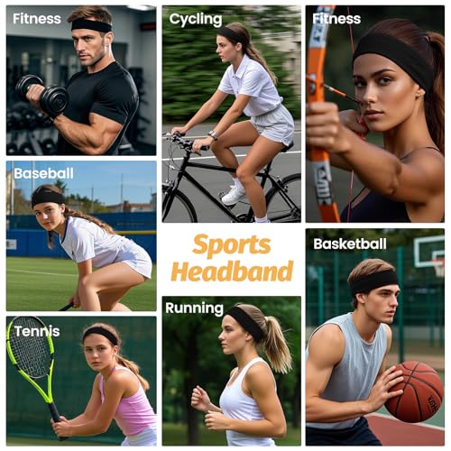 Image of Headbands for Women - 6 Pack Wide Elastic Hair Bands | Stretchy Sweatbands Hair Bands | Soft Sports Thin Head Bands | Non-Slip Accessories Bands for Fashion, Washing Face, Workouts, Yoga, Daily Use