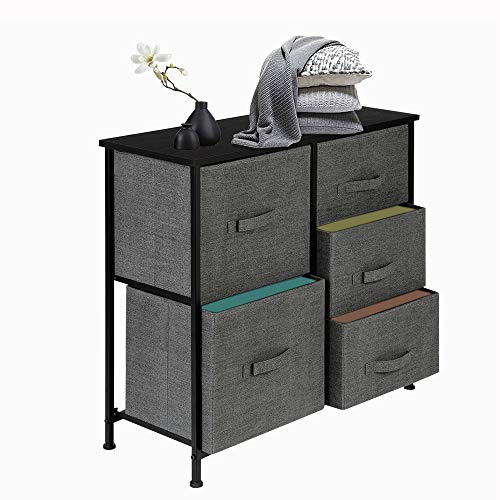 Amagogo 9F198694A0C97978102B61266821126A Dresser Organizer With 5 Drawers,Sturdy Iron Frame Fabric Storage Drawer Unit,Dresser Tower thumb #7