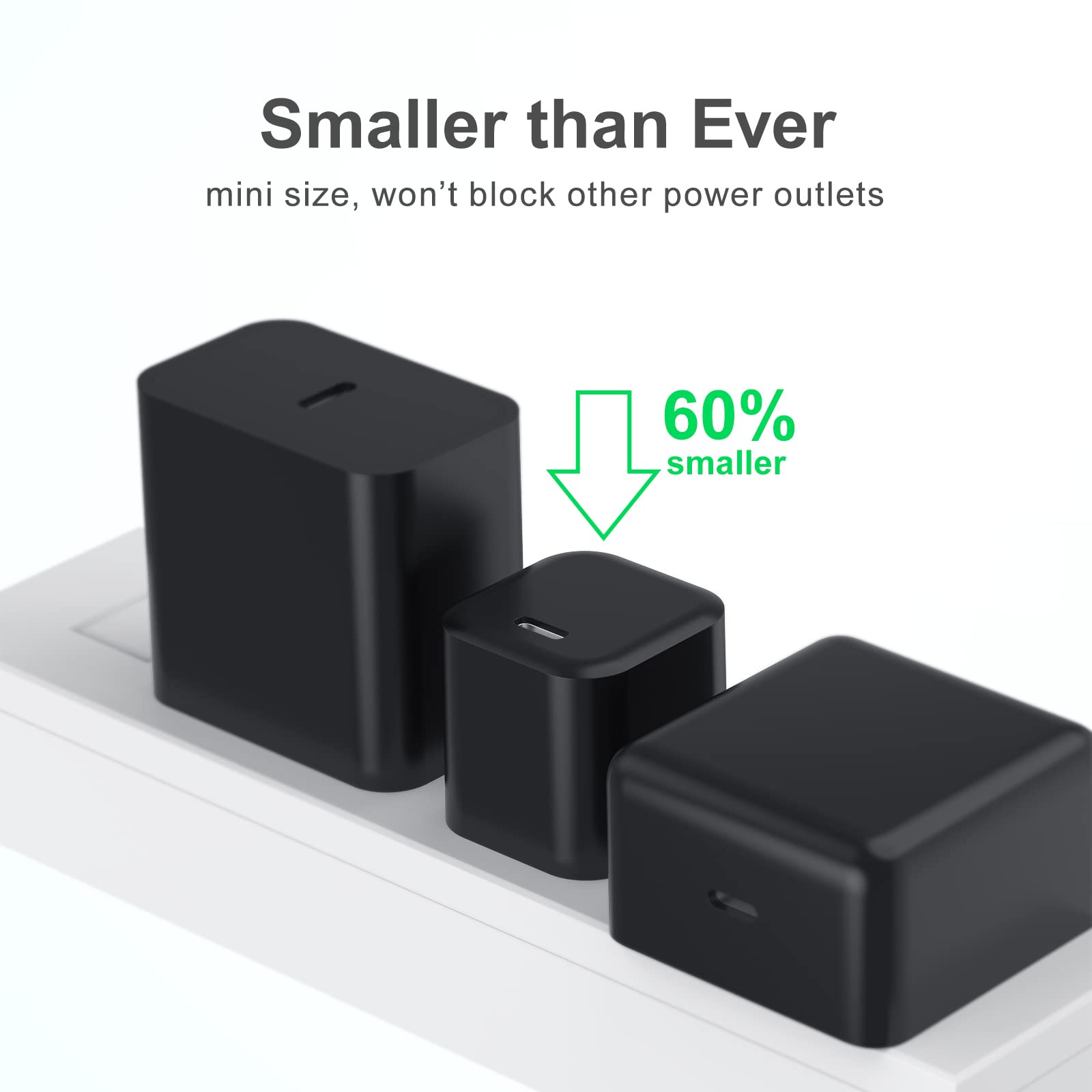Bloque de carga USBC, adaptador de corriente USB C, cargador de pared portátil, enchufe de carga rápida compatible con iPhone 16, 15, Pro, Max, 14, 13, 12, 11, SE, XR, XS, X, 8, 7 Plus,