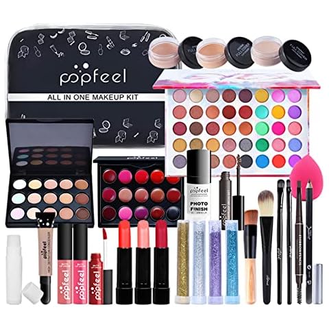 BrilliantDay 27PCS Professional Makeup Set & Portable Travel All-in-One Cosmetic Set Eyeshadows Highlighter Lipstick Blush Brushes, Compact and Lightweight Design for Girls, Women Cover