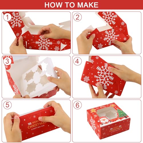 SilverChry 12 Pieces Christmas Cupcake Box, Cupcake Box, Biscuit Boxes, Cake Transport Boxes, Muffin Boxes - Image 4