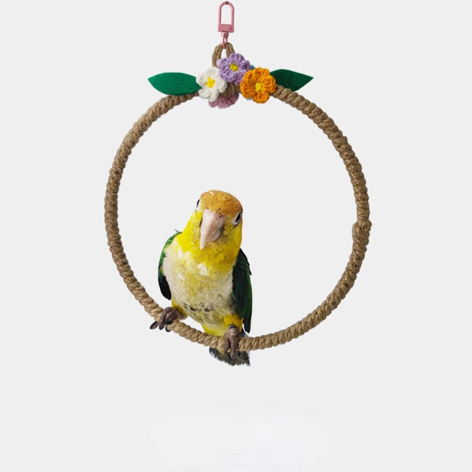 Barn Eleven Bird Toys Metal Cotton Rope Swing Parrot Perch Swings Toys Parrot Cage Toys Bird Hanging Swing Chewing Toys for Parrots Budgie Parakeet Cockatiel Cockatoo Conure (Large)