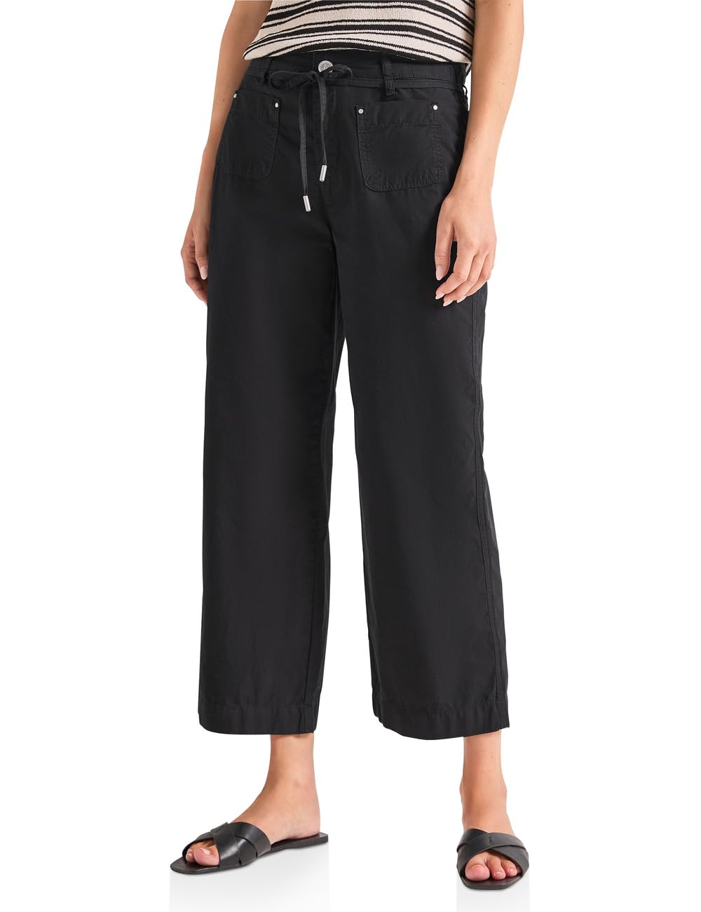 Street One Women's Straight Leg Trousers in Washed Look 3818390, Black, 34W x 28L
