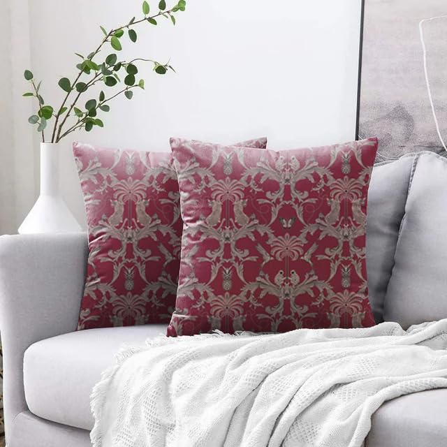 Casableu Premium Giverny Cushion Covers | Back Zipped | Home Decorative for Bed, Sofa, Couch, Chair | 16" x 16" (Set of 2) Rosso